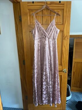 Lulu's Dusty Mauve Satin Floral Slip Maxi Dress